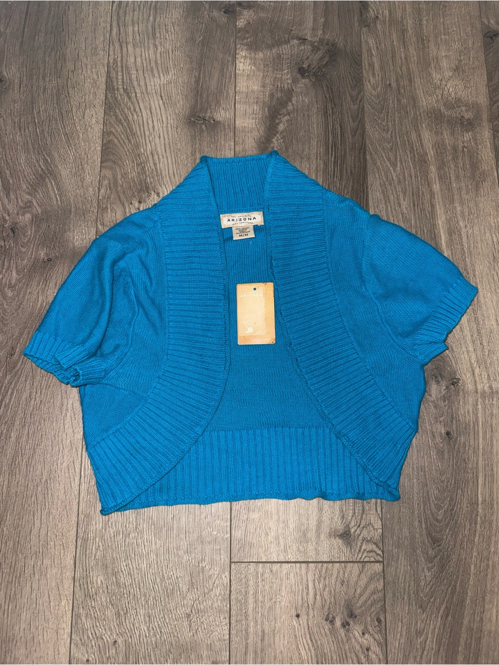 Arizona Jean Company Short Sleeve Cropped Cardigan - Bright Teal